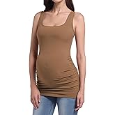 Foucome Maternity Tank Top Sleeveless Square Neck Trendy Casual Basic Tops Pregnancy Athletic Yoga Shirts Camisole