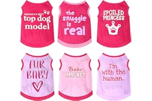 Jexine 6 Pack Dog Shirt Puppy Clothes for Chihuahua Dog T Shirt Girl Dog Clothes Breathable Dog Outfit Dog Costume Summer Cat Dog Clothes Dachshund Puppy Accessories Printed Dog Shirts(Small)