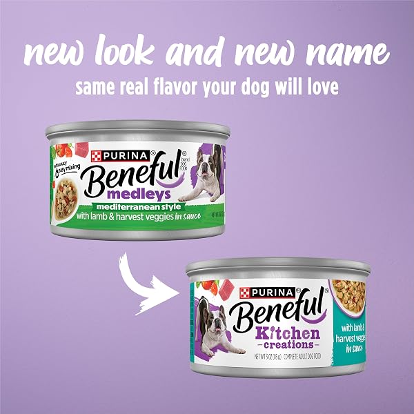PURINA BENEFUL KITCHEN CREATIONS WITH LAMB AND HARVEST VEGGIES IN SAUCE WET DOG FOOD – (PACK OF 12) 3 OZ. CANS