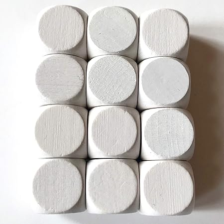 Spieltz Blanko Würfel aus Holz für Brettspiele, weiß (12 Stück)