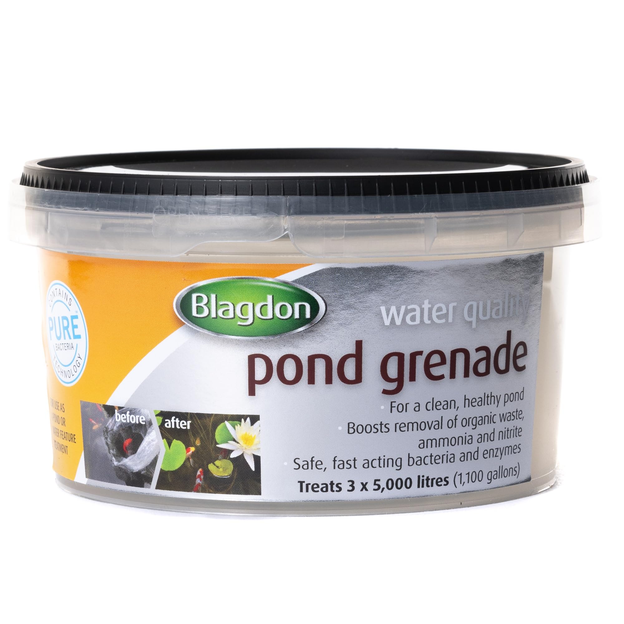 Blagdon Water Quality Pond Grenade, Safe, Natural, Fast Acting Beneficial Bacteria & Enzymes for Clean Pond Water, Pack of 3