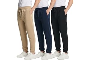 Real Essentials 3 Pack: Men's Fleece Elastic Bottom Jogger Sweatpants with Pockets (Available in Big & Tall)