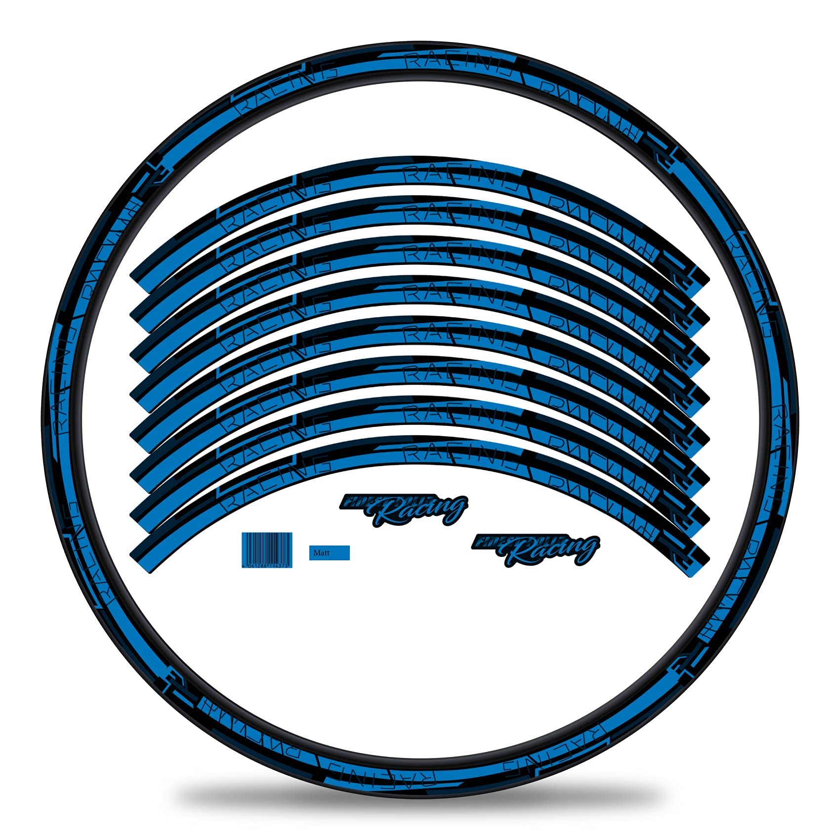 Finest Folia Set of 16 Wheel Rim Stickers for Bicycle Rims in Stripes Design Complete Set for 27 Inch 29 Inch for Ebike Road Bike Mountain Bike MTB Balance Bike (Neon Blue, Shine)