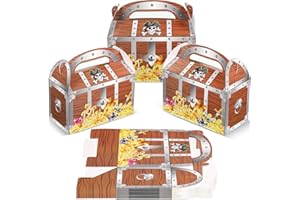 Censen 20 Pieces Pirate Treasure Treat Chest Decoration Party Favor Goodie Box Halloween Candy Decoration Box for Halloween Performance Play Theater Costume Party Supplies