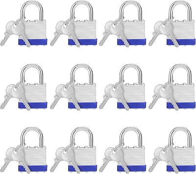 BELLE VOUS Heavy Duty Padlocks 12 Pack 6mm Shackle Outdoor Weatherproof