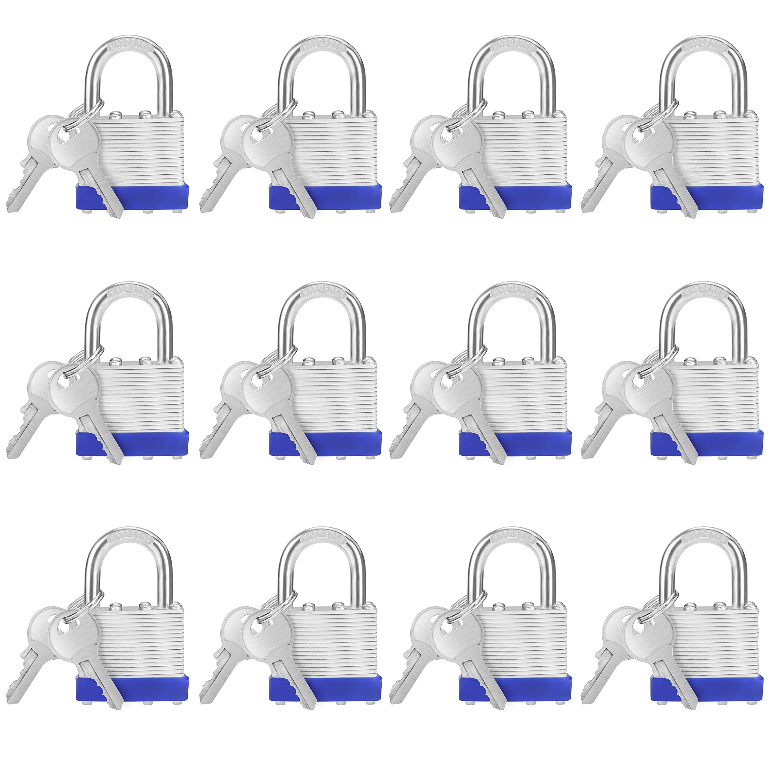 Belle Vous Heavy Duty Padlocks with Keys Outdoor (12 Pack with 2 Keys Each) - 6mm Shackle - Weatherproof Waterproof Rust Proof - Indoor/Outdoor Locks for Storage Shed & Locker