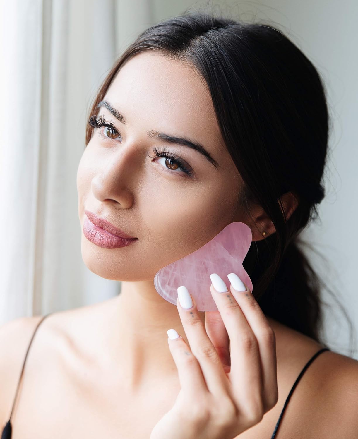Gua Sha Massage Tool for Scraping Facial and Body Skin Massage made of Rose Quartz Stone for Acupressure Scrapper Gua Sha Facial Tools: Beauty