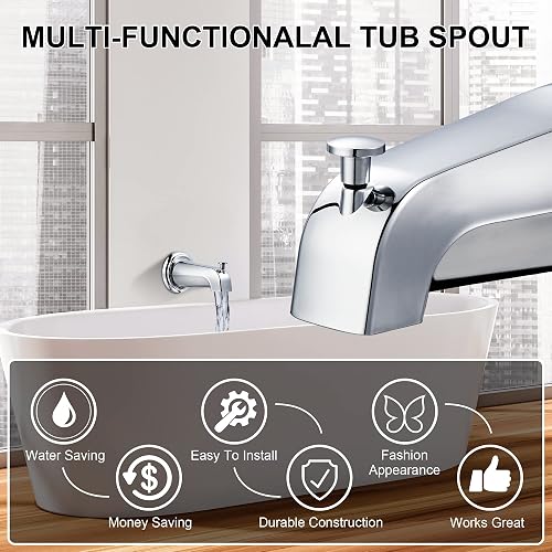 2-Pack Brushed Nickel Tub Spouts With Shower Diverter - Slip-On Design For 4" Reach & 1/2" Copper Pipes