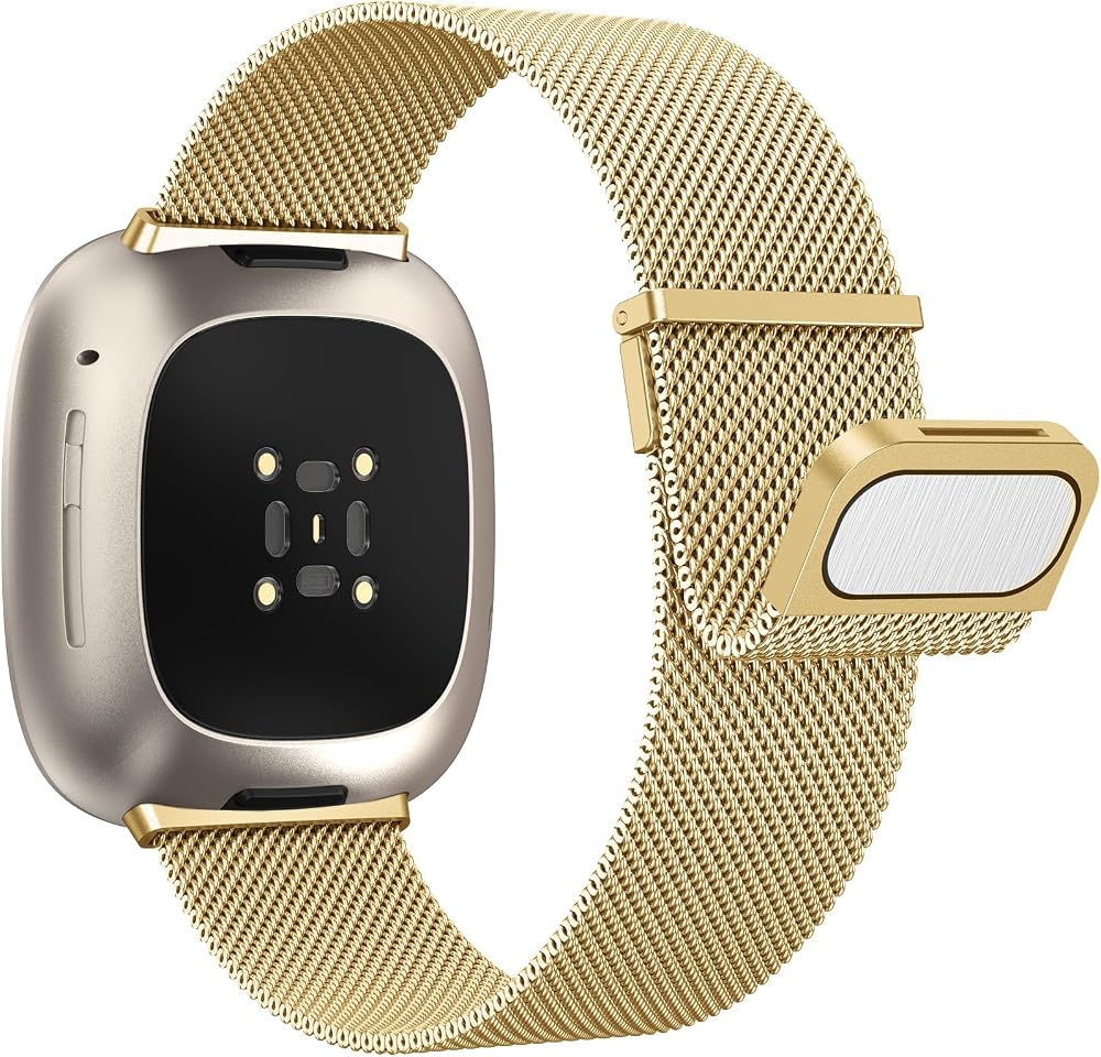 Yoohoo Stainless Steel Strap for Fitbit Versa 3/4 Sense 2 Adjustable Double