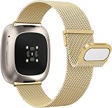 Yoohoo Stainless Steel Strap for Fitbit Versa 3/4 Sense 2 Adjustable Double