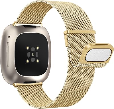 Yoohoo Stainless Steel Strap for Fitbit Versa 3/4 Sense 2 Adjustable Double