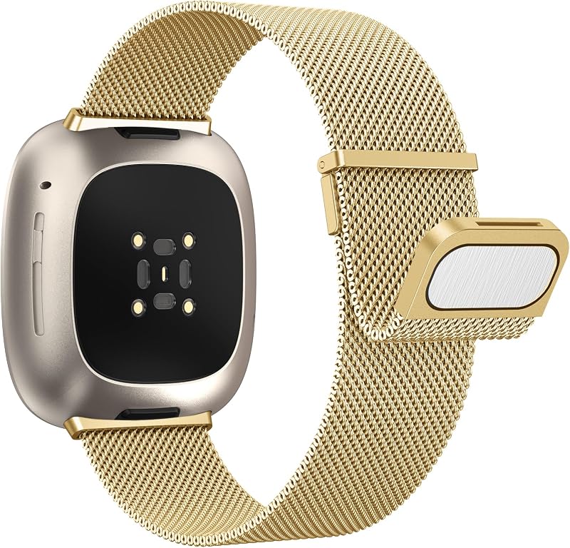 Yoohoo Stainless Steel Strap for Fitbit Versa 3/4 Sense 2 Adjustable Double