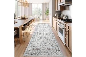 jinchan Runner Rug 3x8 Washable Rug - Boho Vintage Floral Low Pile Thin Non-Slip Non-Shedding Rug for Entryways, Kitchen, Living Room, Bedroom, Hallway, Floor, Laundry Room, Multi