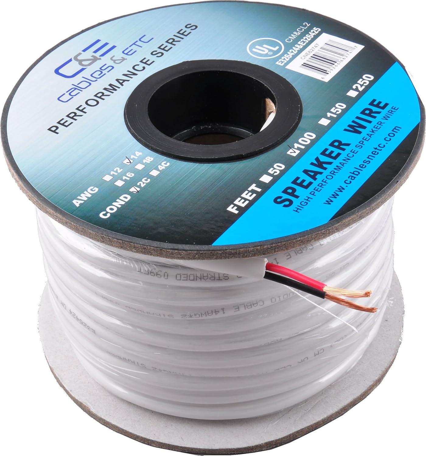 Amazon.com: C&E 100 Feet 14AWG CL2 Rated 2-Conductor Loud Speaker ...