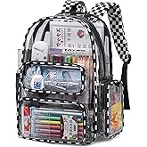 BTOOP Clear Backpack Heavy Duty Transparent Backpack 17" See Through Bookbag for College Work Festival Security with Padded Strap Large Capacity