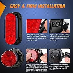 Nilight LED Trailer Light Kit 6 Inch Oval Stop Turn