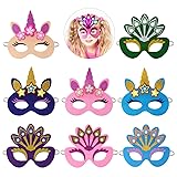 Halloween Party Mask, Fascigirl 8PCS LED Cartoon Eye Mask Unicorn Peacock Eye Ma