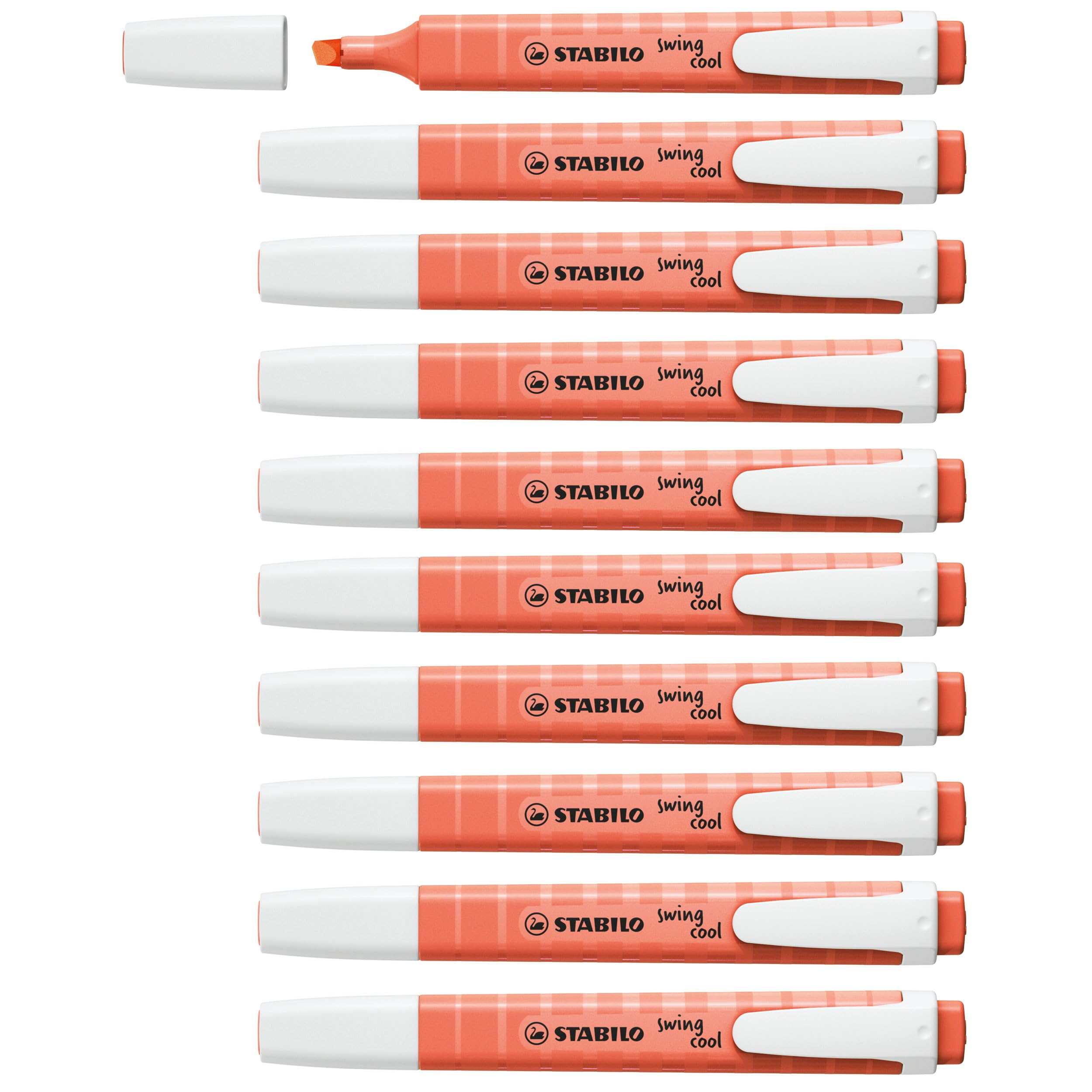 STABILO swing cool Pastel - Highlighter - Pack of 10 - Mellow Coral Red