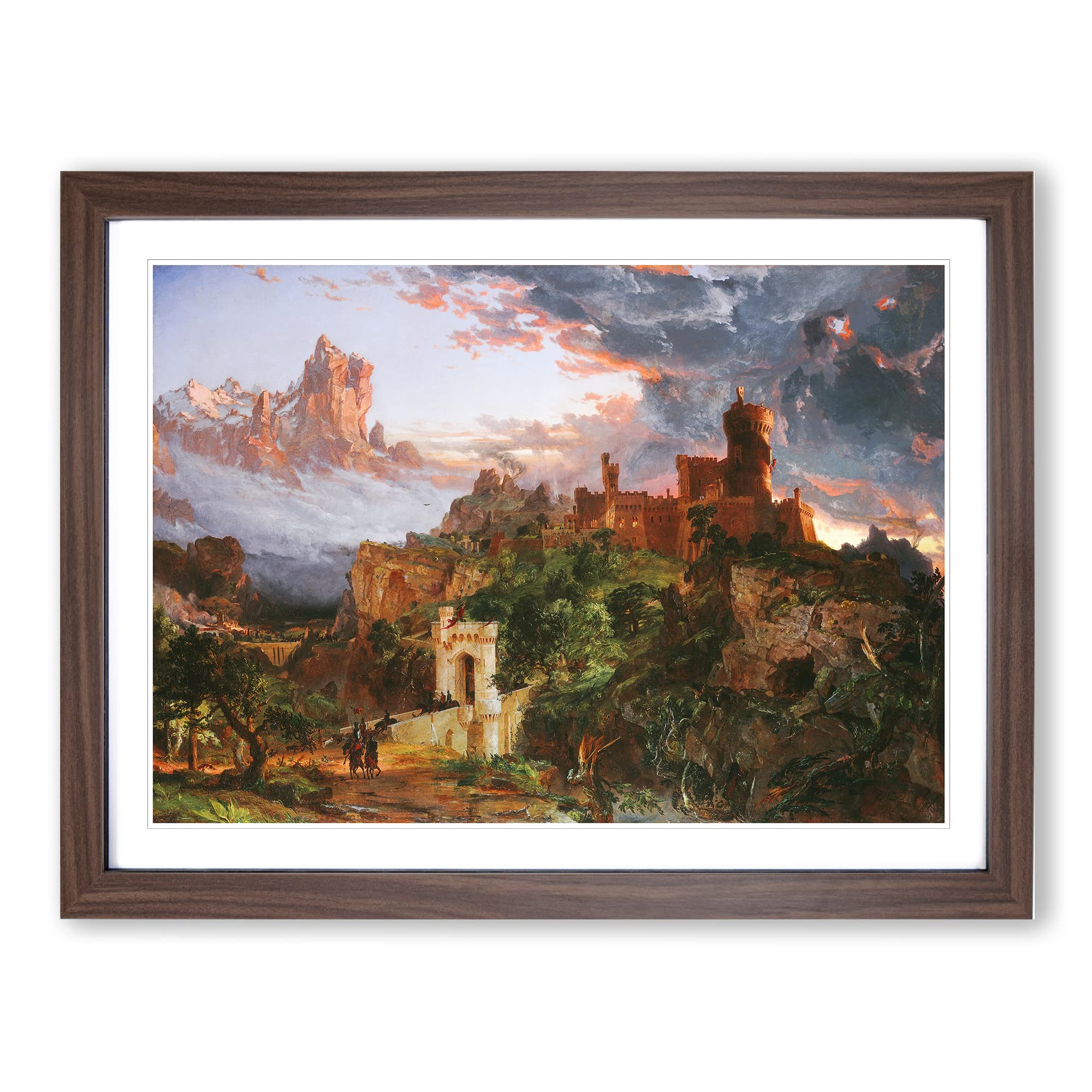 The Spirit Of War By Jasper Francis Cropsey Classic Painting Framed Wall Art Print, Ready to Hang Picture for Living Room Bedroom Home Office Décor, Walnut A3 (46 x 34 cm)
