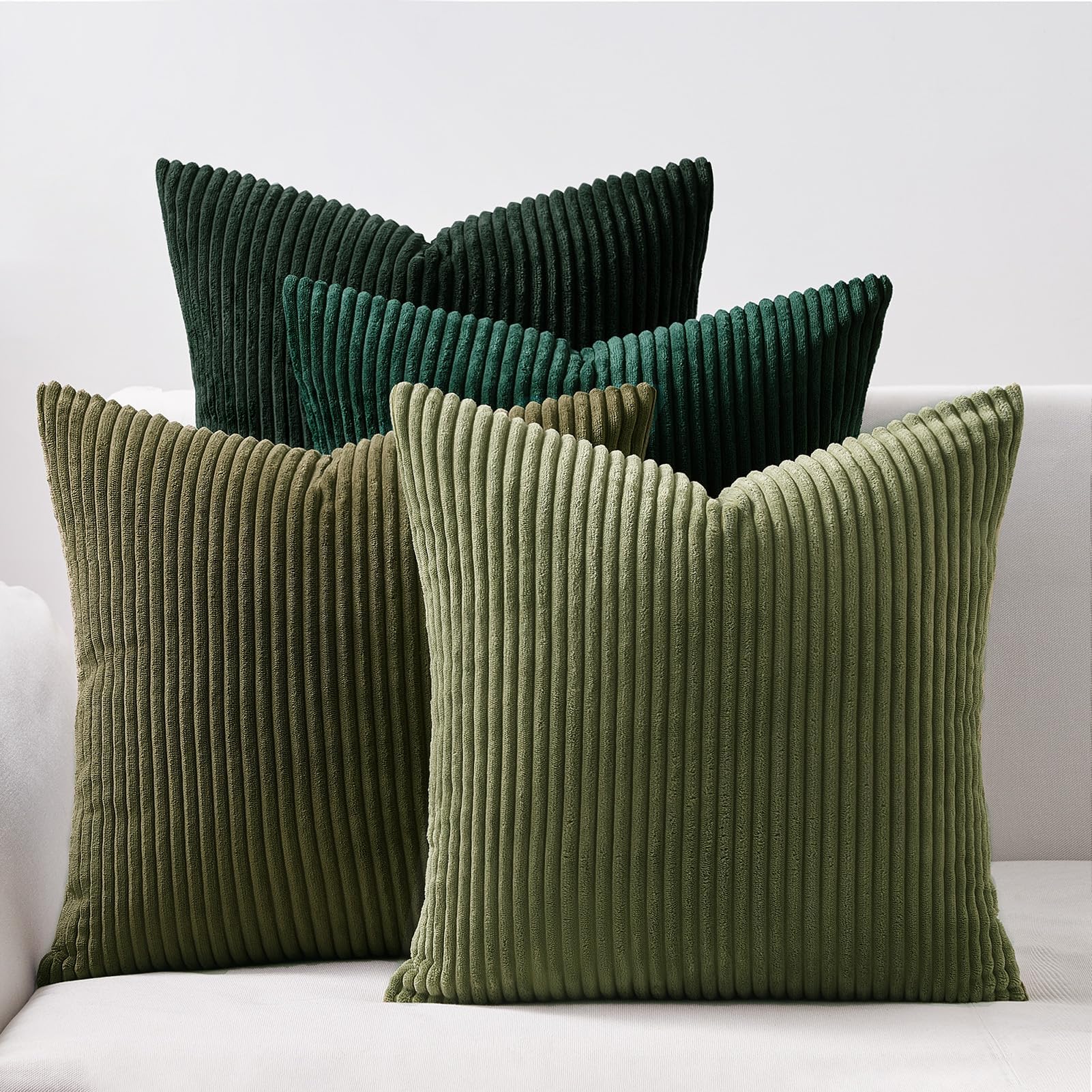 Topfinel Dark Green Cushion Covers 40cm x 40cm Sofa Bed Colorful Cushions Soft Pillow Case 16x16 Corduroy Scatter Decorative Cushions Pillow Cover for Livingroom Bedroom Invisible Zipper,Set of 4 — image 1