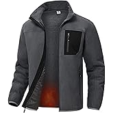 TBMPOY Men's Sherpa Lined Jacket Winter Fleece Jackets Full Zip Outdoor Hiking Casual Coat Soft Warm Outwear with 5 Pocket