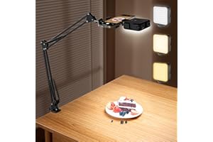 AIXPI Overhead Phone Mount with Rechargeable Selfie Light & Phone Holder, Camera Light with Overhead Desk Tripod Stand for Video Recording, Live Streaming & TikTok/YouTube Vlogging