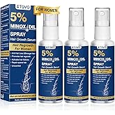 5% Minoxidil for Women Hair Growth Spray Serum Topical Minoxidil Hair Regrowth Thicker Prevent Hair Loss for Thickening Longer Fuller Healthier Hair 3 Bottles of 2oz