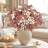 Baby Breath Flowers Fall Flowers Artificial Bulk, 10Pcs Fall Decor Fake Gypsophila Plants Bouquets Flowers Real Touch Faux Babies Breath Arrangement for Home Autumn Wedding Vase Decoration Fall Orange