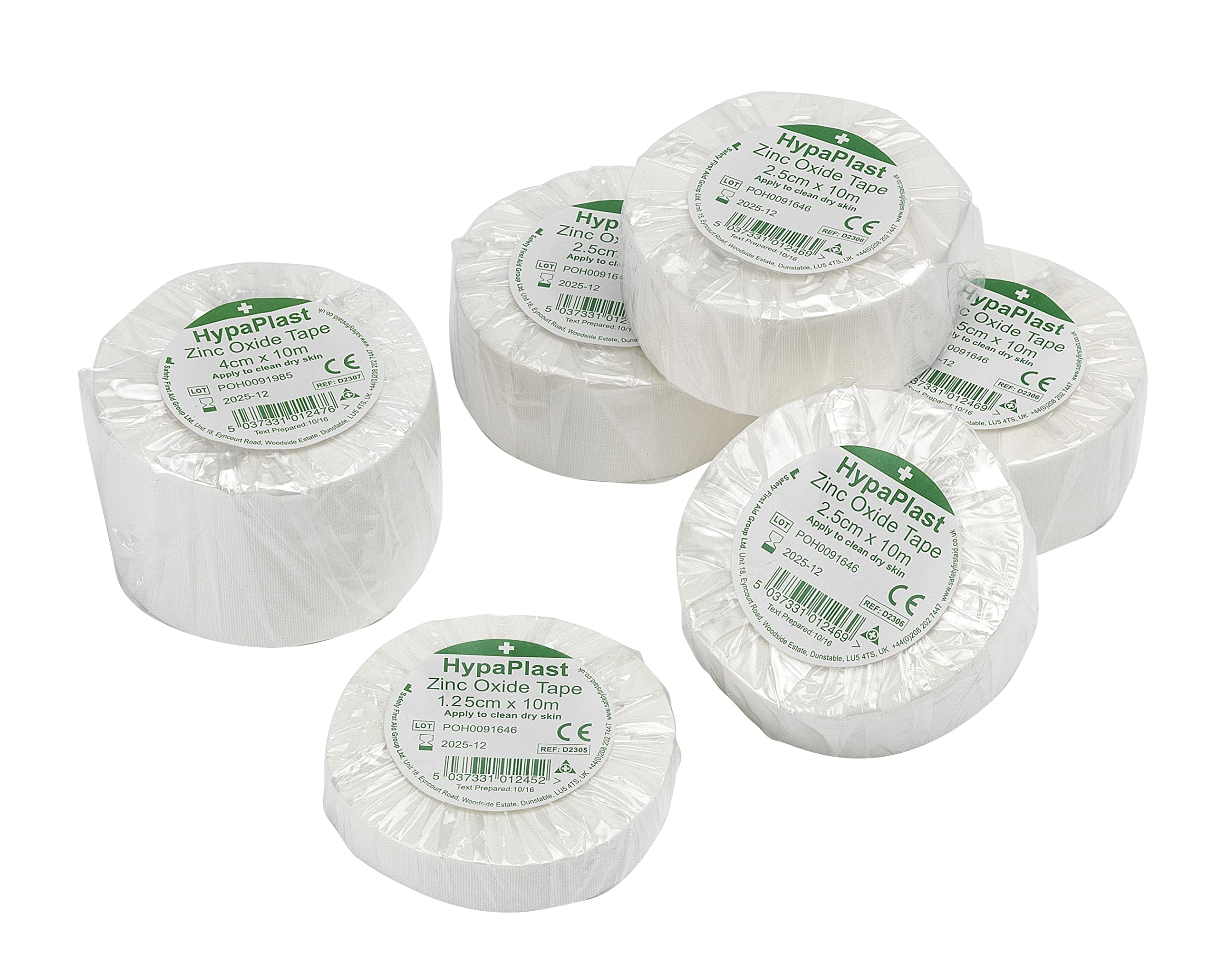 Safety First Aid Group HypaPlast Zinc Oxide Tapes, Assorted Pack 6 Rolls
