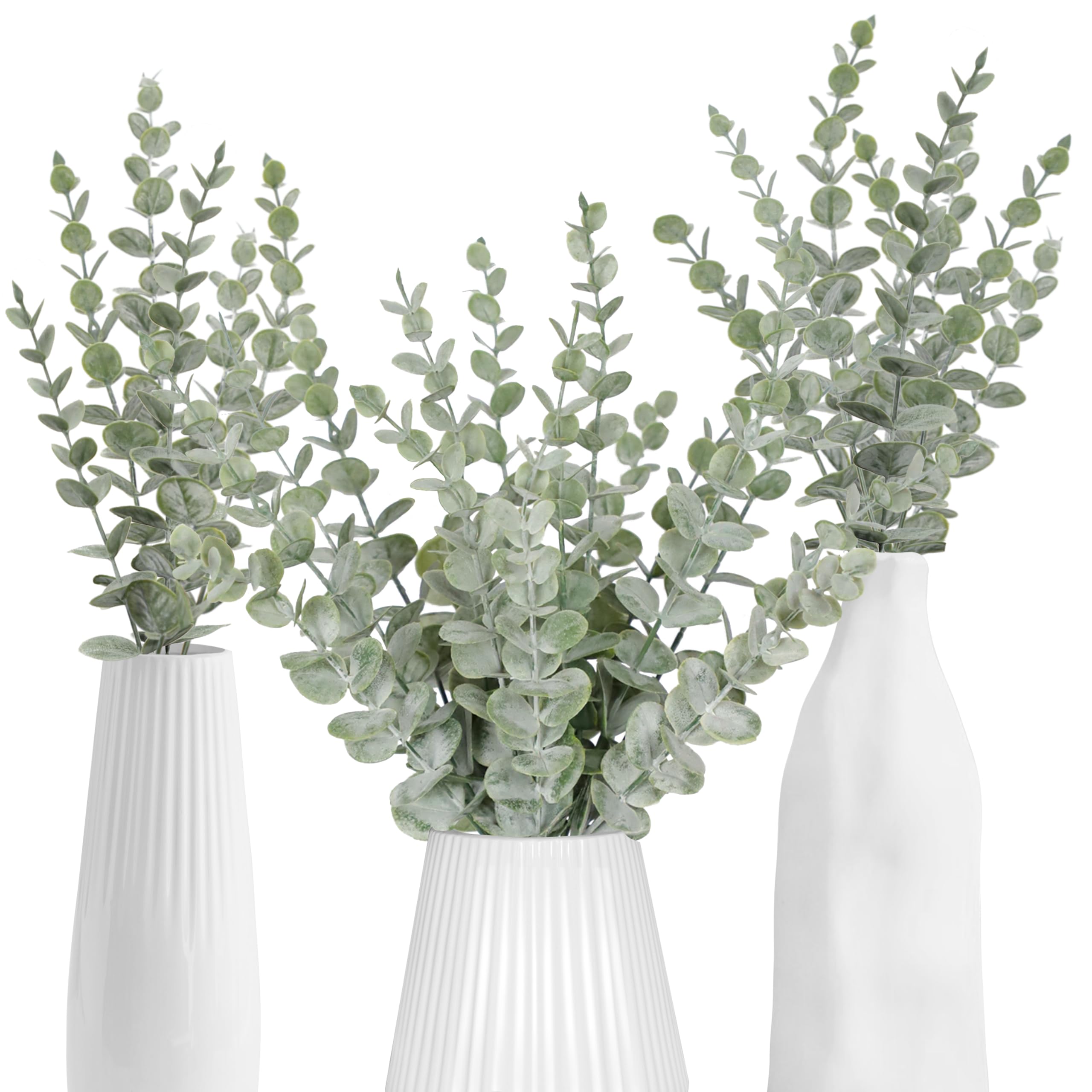 Tiyard 85pcs Eucalyptus Stems Artificial Eucalyptus Leaves Stems Real Grey Green Touch Leaf Branches for Home Office Flowers Bouquet Centerpiece Wedding Decoration