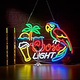 Bar Parrot Crs LIGHT Neon Sign for Beer Palm Tree Wall Décor Dimmable Switch Neon LED Light up Signs with USB Powered for Home Bedroom Man Cave Art Decor Gift