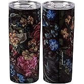 Primitives by Kathy 20 oz Stainless Steel Coffee Tumbler with Full Wrap Around Hand Painted Moody Florals