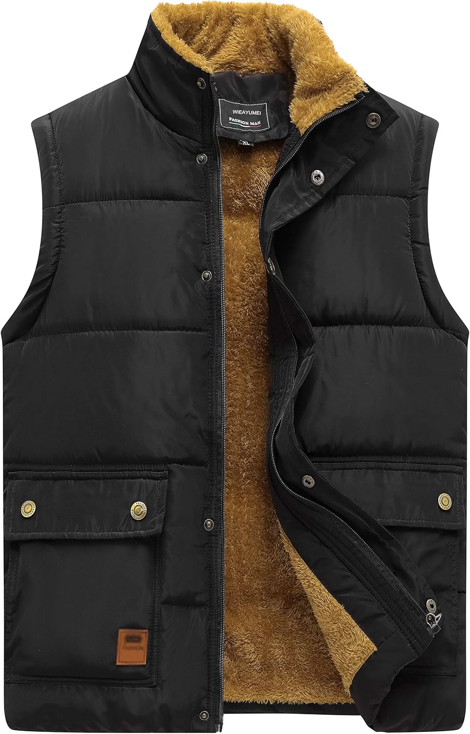 WIEAYUMEI Mens Gilet Fleece Button Pockets Body Warmers Puffer Vest Zip