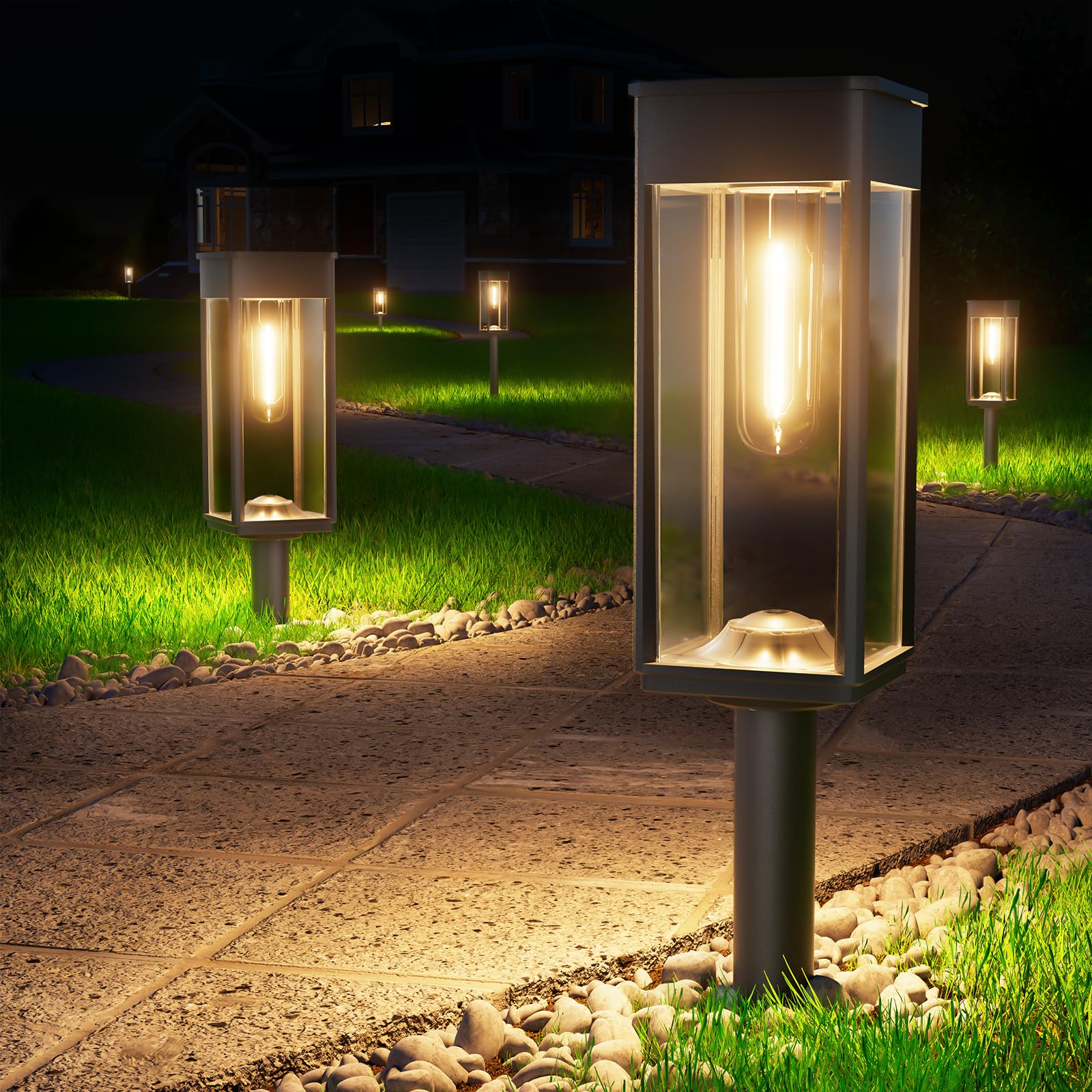 Photo 1 of BITPOTT Bright Solar Pathway Lights Outdoor Waterproof IP65, 8 Pack Auto On/Off Solar Outdoor Lights for Path, Yard, Patio, Landscape, Lawn, Walkway, Driveway, Garden Decor Lighting Solar Powered