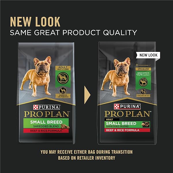 PURINA PRO PLAN SMALL BREED DRY DOG FOOD, SHREDDED BLEND BEEF AND RICE FORMULA WITH GUARANTEED LIVE PROBIOTICS – 6 LB. BAG