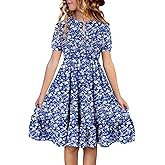 storeofbaby Girls Casual Dress Summer Puff Short Sleeve Smocked Ruffle Dresses