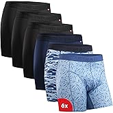 DANISH ENDURANCE Men's Performance Boxer Briefs (6-Pack) – Moisture-Wicking, Quick-Dry Comfort with Extra-Long Fit