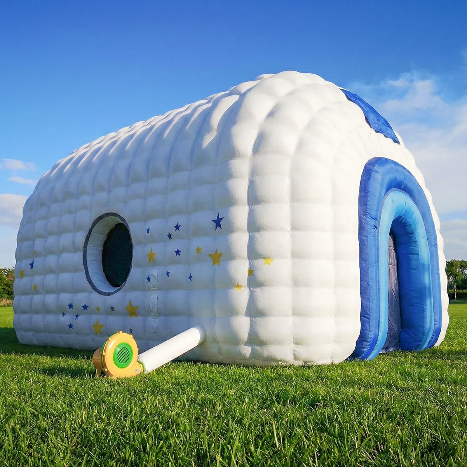 Photo 1 of **UNKNOWN IF BLOWER IS INCLUDED** **NOT TESTED** MWE Large Inflatable Nightclub 26x16x14Ft with Blower,Inflatable Party Tent Disco Cube, Air Cube House for Event Birthday Wedding Party,Quick Inflation and Storage Shelter (White, 26x16x14FT)