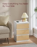 VASAGLE KAILYN Bedside Tables with Power Strip Set of 2 Cloud White Almond view 6