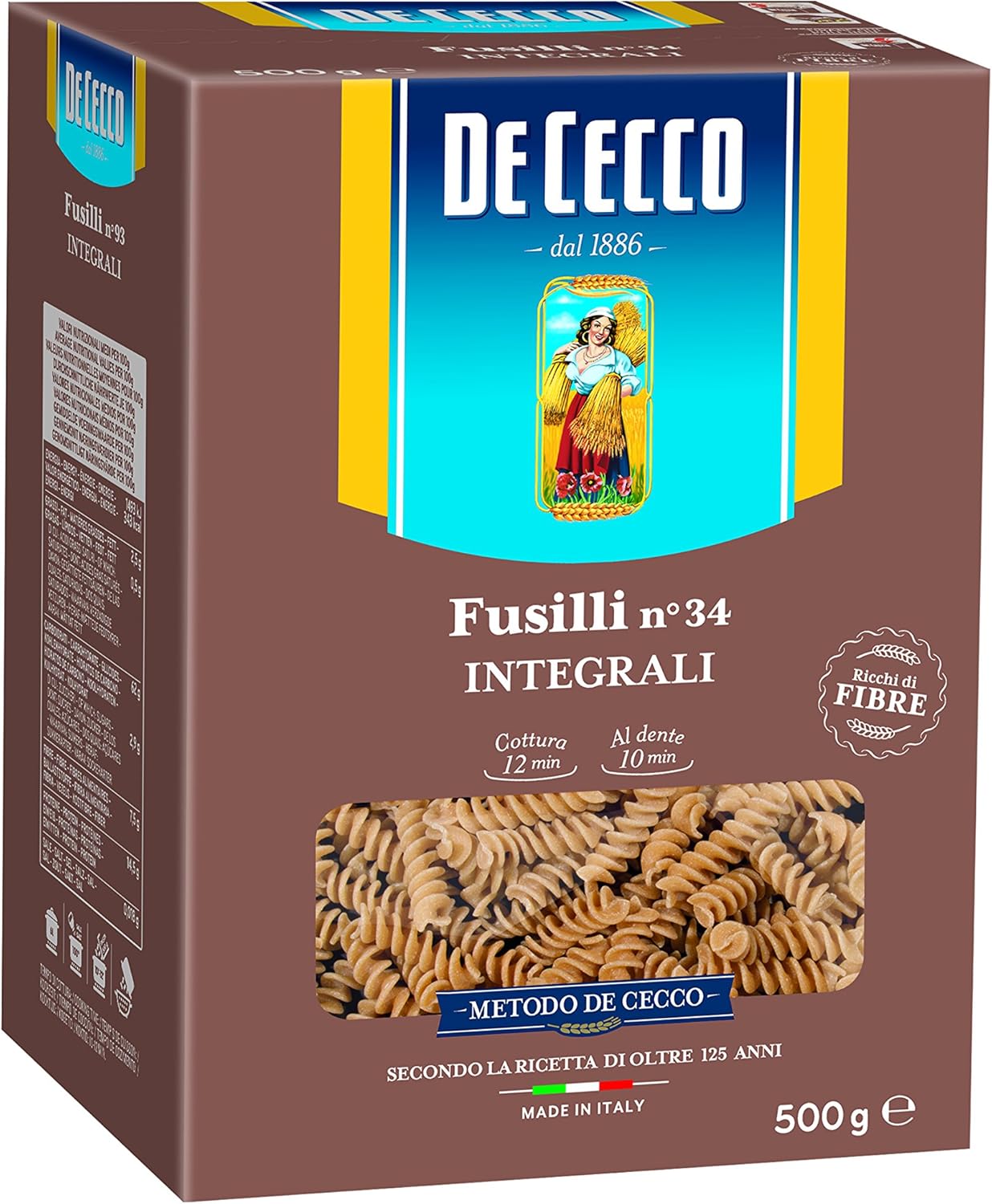 De Cecco Pâtes Complètes Fusilli Integrali 500 g Amazon.fr Amazon Pantry