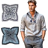 GERINLY Mens Silk Feel Scarf 2 Pack, 27 Inch Neckerchief Ascot, Novelty Head Bandana Wrap