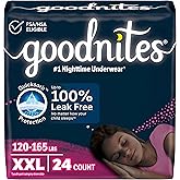 Goodnites Girls' Nighttime Underwear, Size XXL (120-165 lbs), 24 Ct (2 Packs of 12), Packaging May Vary