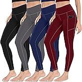 MIRITY High Waist Yoga Leggings with Pockets for Women - Buttery Soft Workout Stretchy Yoga Pants Pack of 4