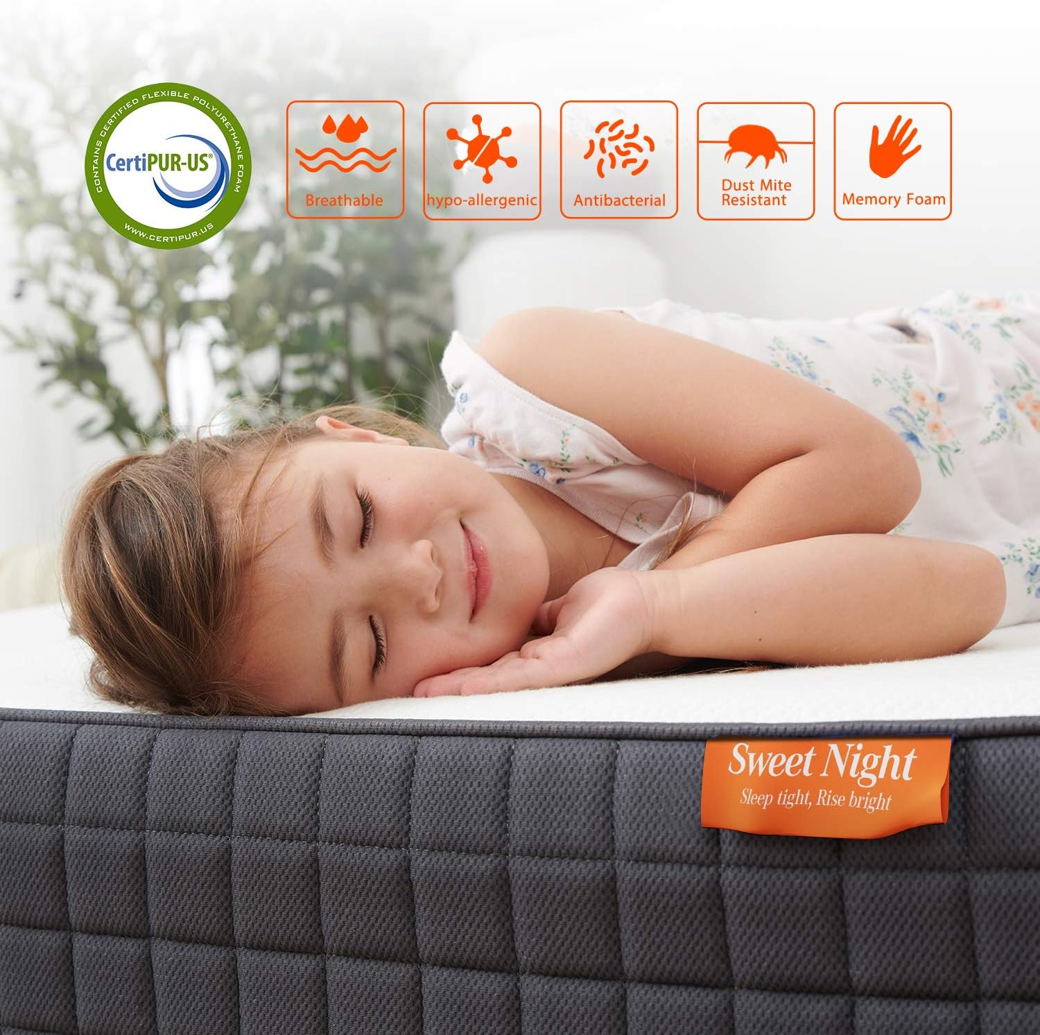 Sweetnight SN-M002-K Breeze 12 Inch King Size Mattress Medium Firm, Ventilated Memory Foam Mattress for a Deep Sleep, Supportive & Pressure Relief, White Gray: Furniture & Decor