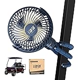 10L0L Golf Cart Fan - Universal Mount, 8000mAh Battery, 3-Speed Fan, LED Light, 56-Hour Runtime, Reverse Charging Function for Yamaha EZGO Club Car Golf Cart, Blue