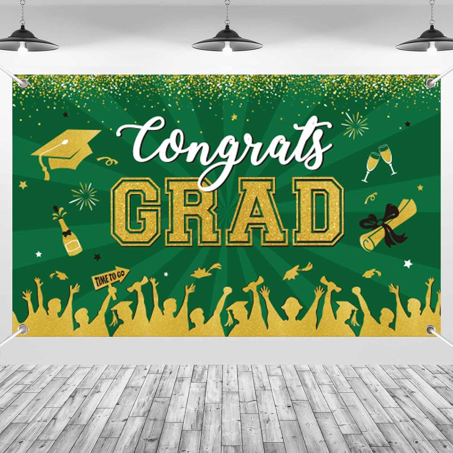 Green Graduation Banner 2025 Congrats Grad for Graduation Party Decoration SuppliesLarge Graduation Fabric Backdrop for High School College 71 x 43”