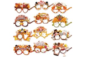 HOWAF 26pcs Fall Thanksgiving Party Favors, Thanksgiving Paper Eyeglasses, Turkey Glasses Photo Props for Friendsgiving Supplies Harvest Party Decorations, Turkey Photo Props Favors
