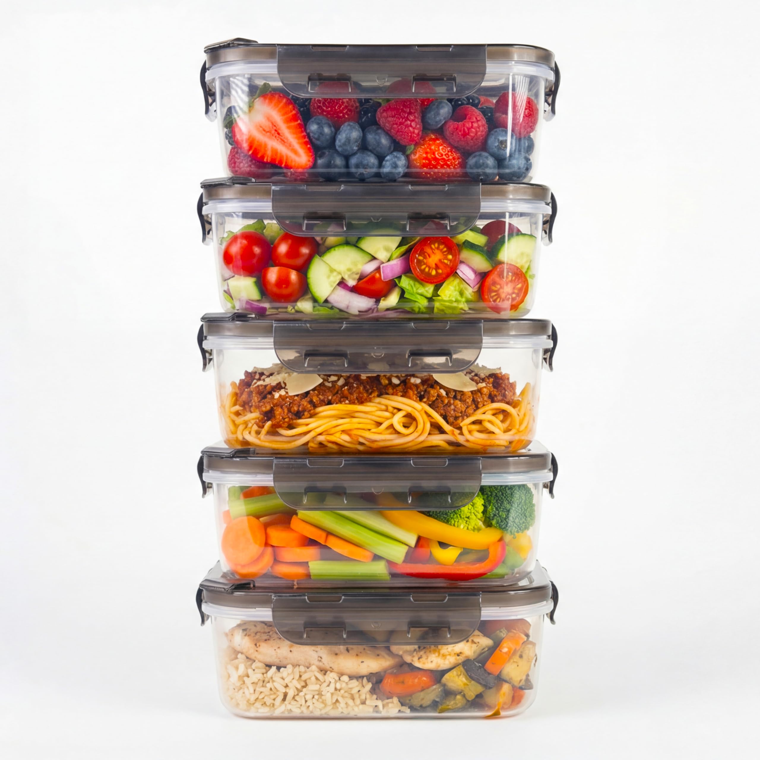 Photo 1 of Clutterix BPA-Free Plastic Airtight Food Storage Containers with Vented Lids, 5-Pack (3.4 Cups Each) for Meal Prep and Leftovers
