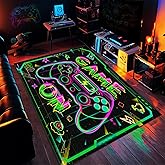 Auetwyona 4x6 ft Gaming Rug for Boys Room, Gamer Room Decor -Gamer Area Rug Carpet Kids Rug for Bedroom, Living Room, Playroom, Durable & Anti-Slip Floor Mat (Pink/Green)