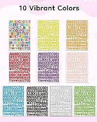 Uniclife 10 Sheets Letter Stickers, 1260 Pcs